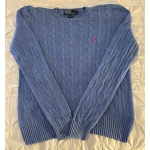 Polo Ralph Lauren 100% Silk Men’s Vintage Sweater Blue Cable Knit Size XL